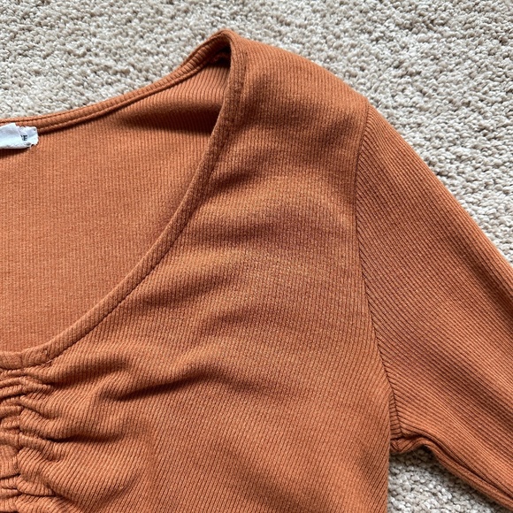 Garage Long Sleeve Ruched Front Crop Top Orange - Picture 5 of 7